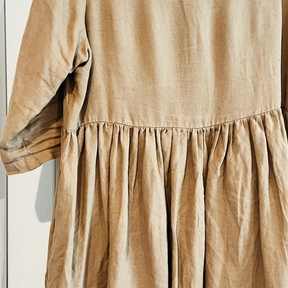 notPERFECTLINEN Tan dress M/L - Picture 3 of 5